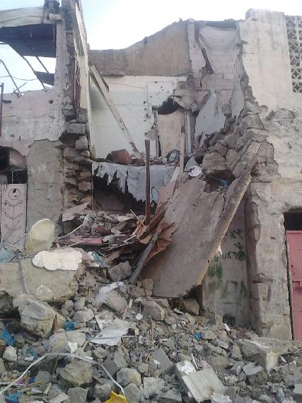 A residential home in Taiz destroyed by shelling